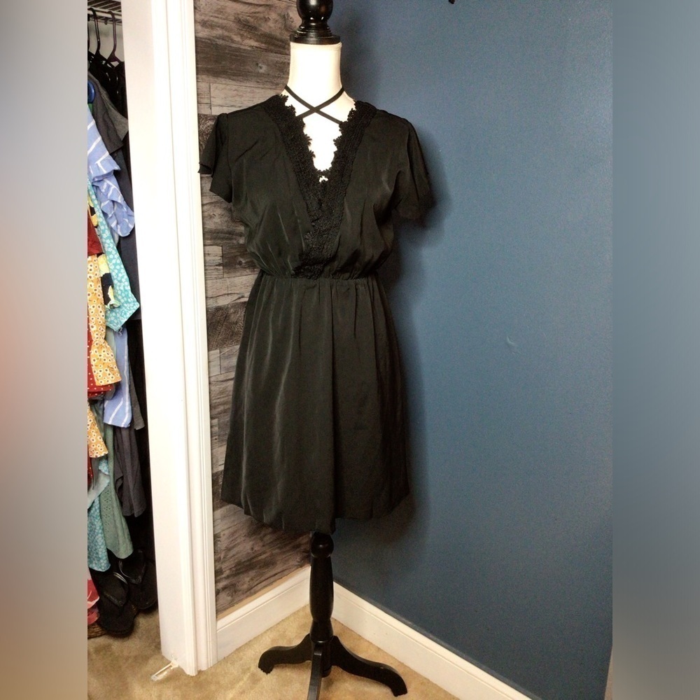 Small Black Ruched Tiered Sundress (0168)